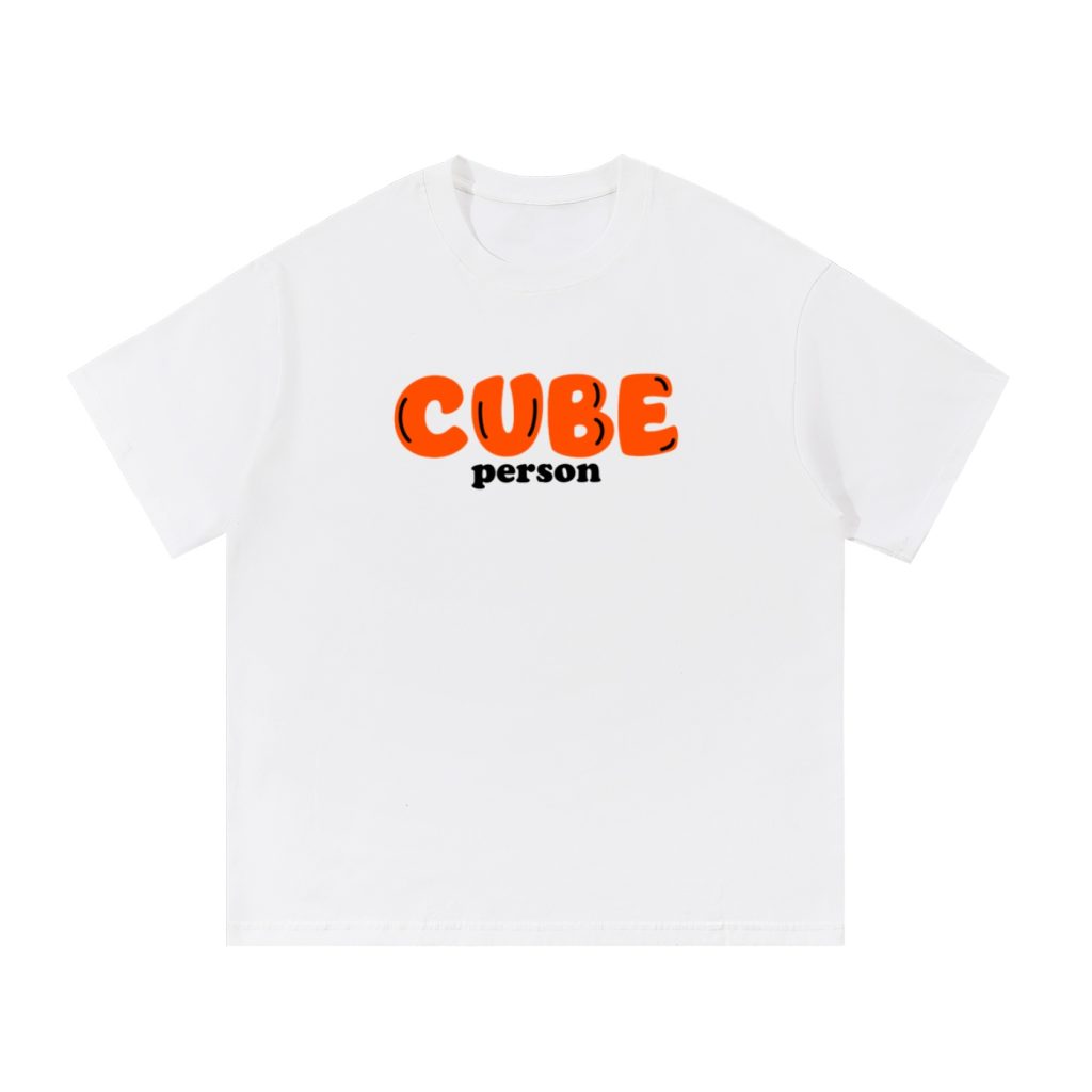 Cube Person Red Text (WHITE)