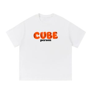 Cube Person Red Text (WHITE)
