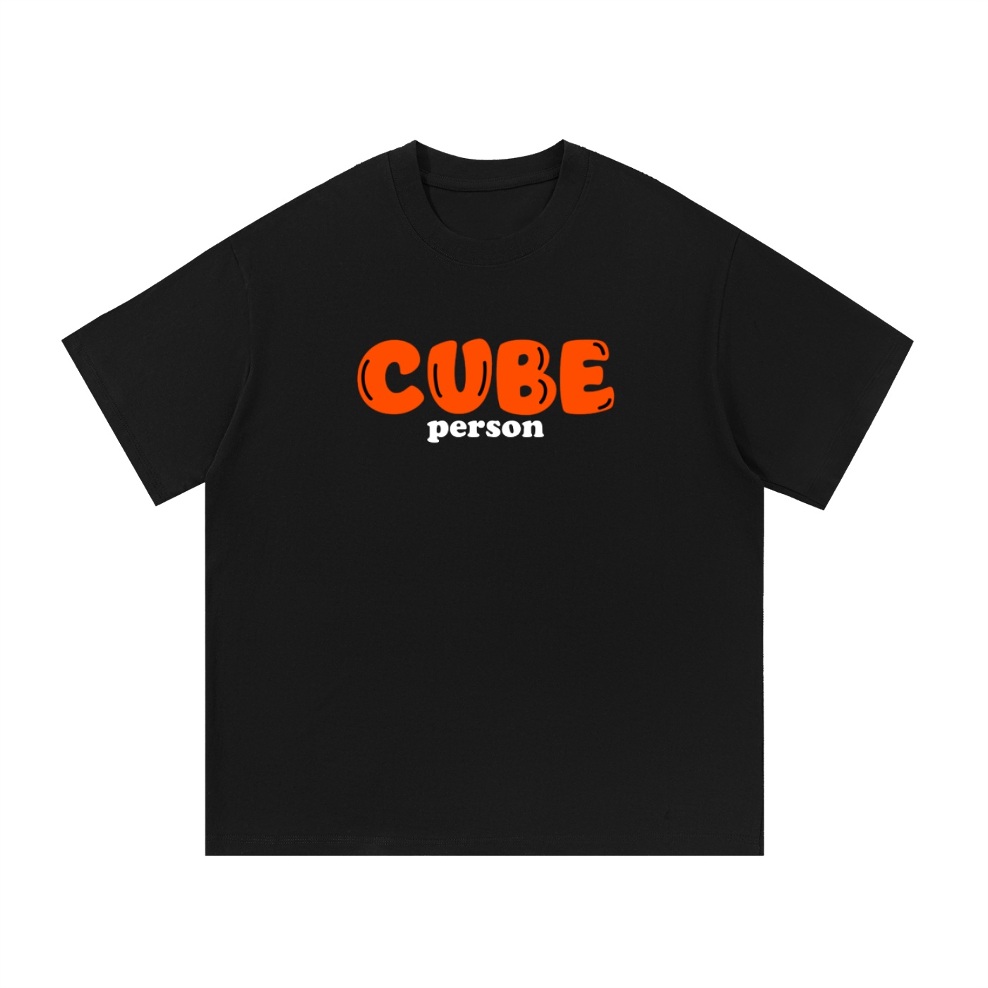 Cube Person Red Text (BLACK)