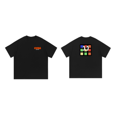 Red Cube Person With Big Logo (BLACK)